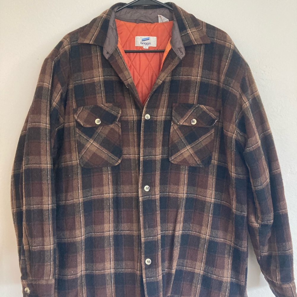 Briggs New York Brown Plaid Shirt Jacket